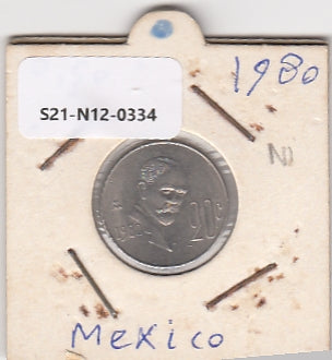 S21-N12-0334 Mexico 20 Centavos VF/XF 1980 KM442