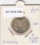 S21-N12-0339 Cyprus 5 Cents UNC 1983 KM55.1