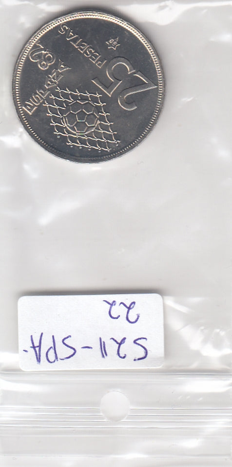 S21-SPA-0022-M39 Spain 25 pesetas 1980 *80 KM818 UNC world cup 82