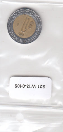 S21-W13-0105-M08 Mexico 1 peso VF 1996 KM603