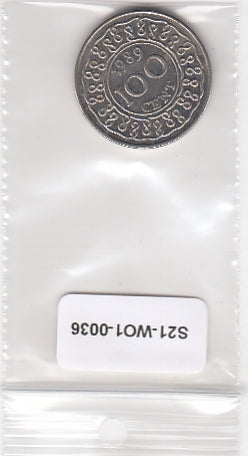 S21-W16-0036 Suriname 100 Cent XF 1989 KM23