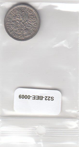 S22-BEE-0009 United Kingdom 6 Pence VF 1954 KM903