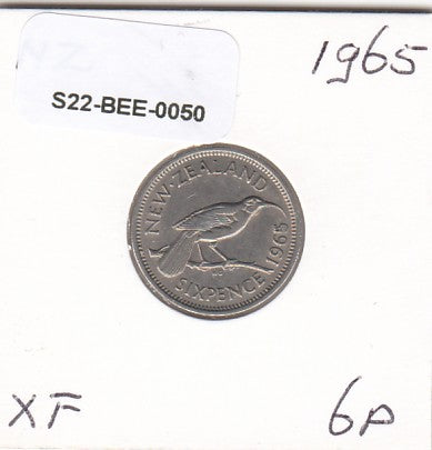 S22-BEE-0050 Nieuw-Zeeland 6 Pence Zeer Fraai+ 1965 KM26.1