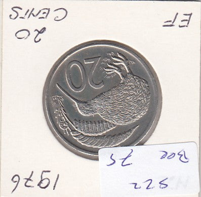 S22-BEE-0075 Nieuw-Zeeland 20 cent XF 1976 KM36.1
