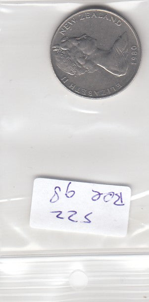 S22-BEE-0098 New Zealand 10 Cent VF 1980 KM41.1