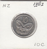 S22-BEE-0102 New Zealand 10 Cent VF 1982 KM41.1