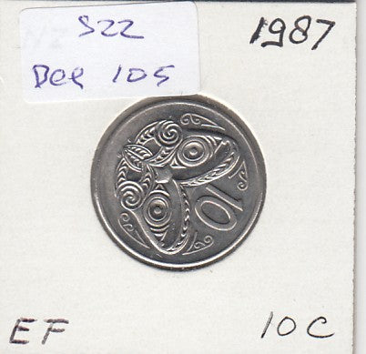 S22-BEE-0105 New Zealand 10 Cent VF 1987 KM61
