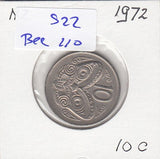 S22-BEE-0110 New Zealand 10 Cent VF 1972 KM41.1