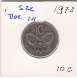 S22-BEE-0111 New Zealand 10 Cent VF 1973 KM41.1