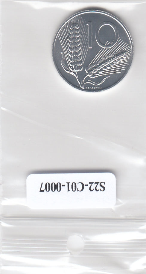 S22-C01-0007-M39 Italy 10 lire UNC 1986 KM93