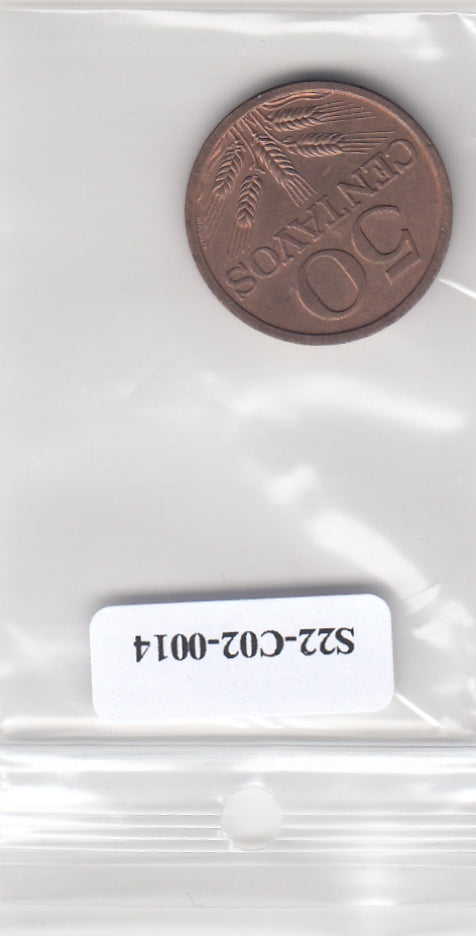 S22-C02-0014-M01 Portugal 50 centavos UNC 1972 KM596