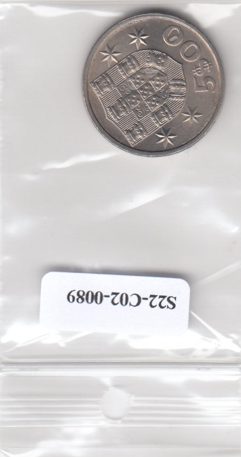 S22-C02-0089-M01 Portugal 5 escudos XF/UNC 1979 KM591