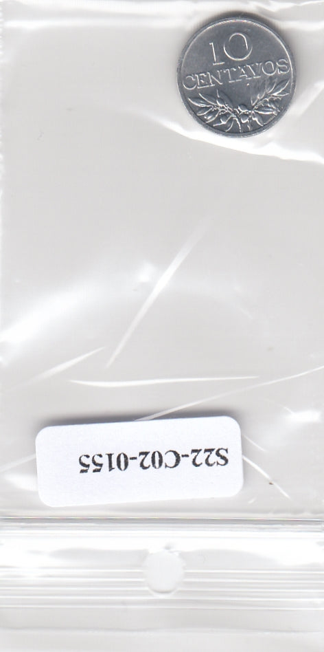 S22-C02-0155-M15 Portugal 10 centavos UNC 1977 KM594