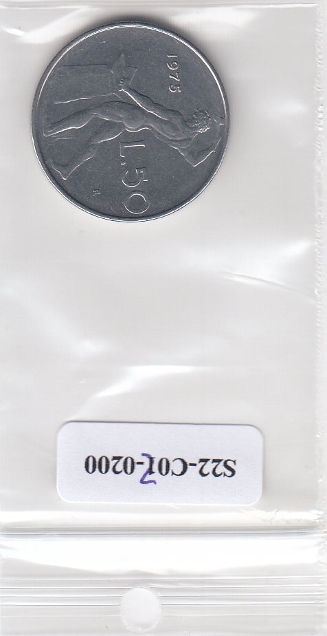 S22-C02-0200 Italy 50 lire XF 1975 KM95