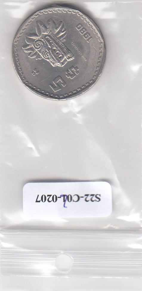 S22-C02-0207 Mexico 5 pesos UNC 1980 KM485