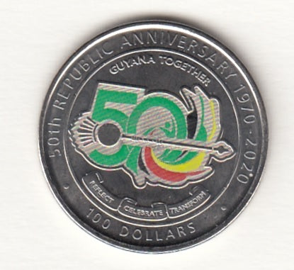 S22-C07-0001-M123 Guyana 100 dollar BU 2020 KM202