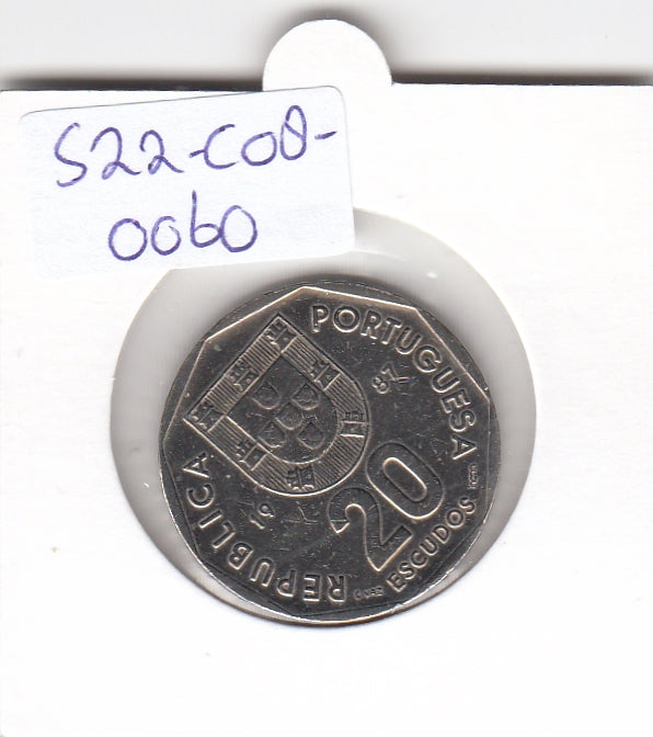 S22-C08-0060 Portugal 20 escudos VF 1987 KM634