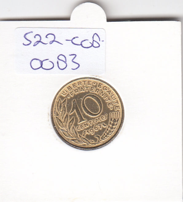 S22-C08-0083 Frankrijk 10 Centimes Zfr 1967 KM929