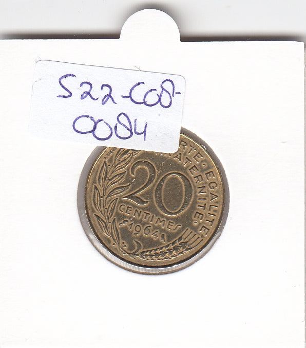 S22-C08-0084 Frankrijk 20 centimes VF 1964 KM930
