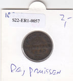 S22-ER1-0057 Duitsland 2 pfennige 1853 A VF KM452 Pruisen