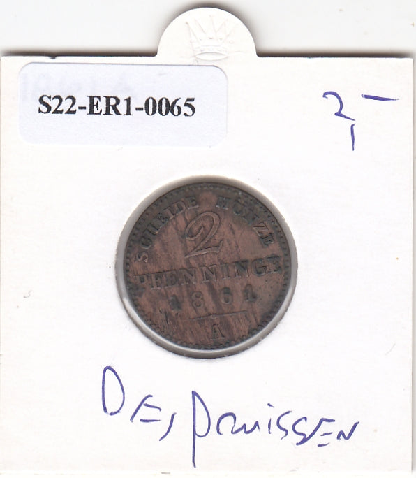 S22-ER1-0065 Duitsland 2 pfennige 1861 A VF KM481 Pruisen