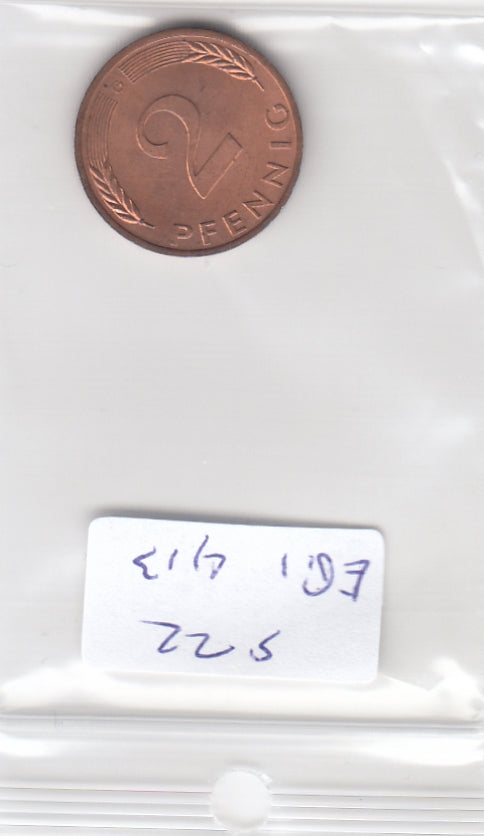 S22-ER1-0413 Germany 2 pfennig 1979 G UNC KM106a