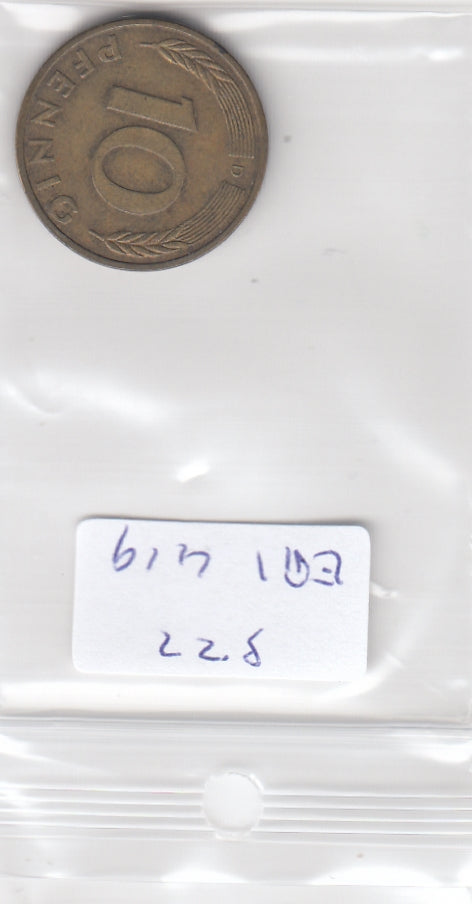 S22-ER1-0419 Germany 10 pfennig 1980 D VF KM108