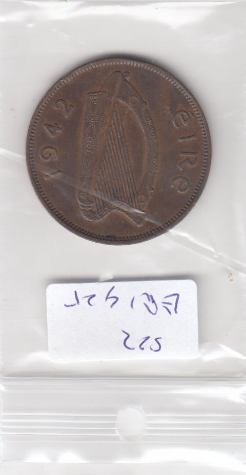 S22-ER1-0425 Ierland penny 1942   VF KM11
