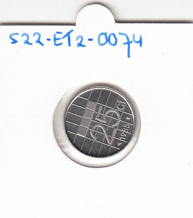 S22-ET2-0074-M02 Netherlands 25 Cents FDC 1985 KM204