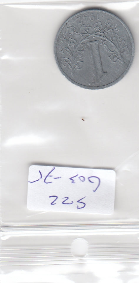 S22-G03-0075-M10 Bohemen en Moravië 1 Koruna FI 1942 KM4