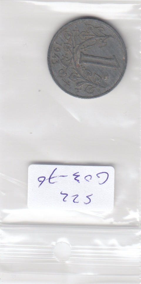 S22-G03-0076-M10 Bohemia and Moravia 1 Koruna FI 1943 KM4