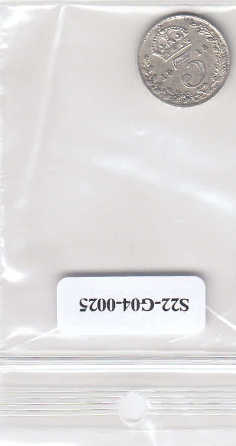 S22-G04-0025 Verenigd Koninkrijk 3 pence VF 1915 KM813   zilver