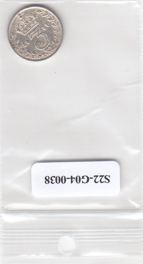 S22-G04-0038 Verenigd Koninkrijk 3 pence VF 1917 KM813   zilver