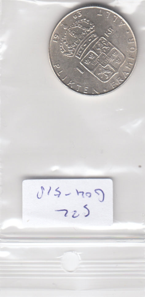 S22-G04-0518 Zweden 1 krona XF/UNC 1963 KM826  zilver