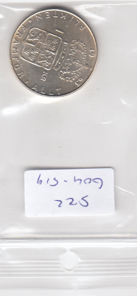 S22-G04-0519 Zweden 1 kroon XF/UNC 1963 KM826 zilver
