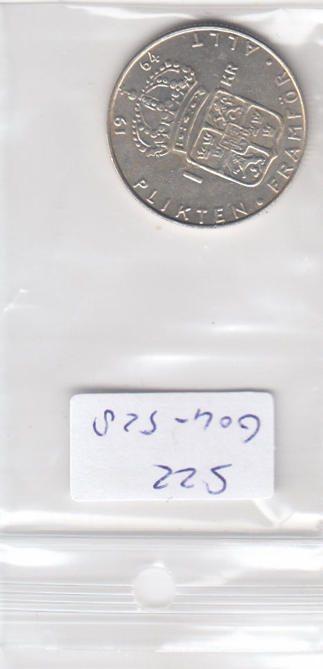 S22-G04-0528 Zweden 1 krona XF/UNC 1964 KM826  zilver