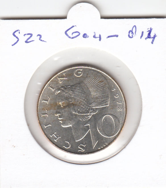 S22-G04-0814 Oostenrijk 10 Schilling 1972   UNC KM2882 zilver