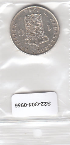 S22-G04-0956 Antillen 1 Gulden 1964 Zfr KM2 zilver
