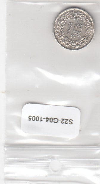 S22-G04-1005 Switzerland 1/2 franc 1957   VF/XF KM23 zilver
