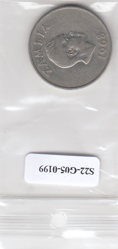 S22-G05-0199 Zambia 20 ngwee VF 1968 KM13