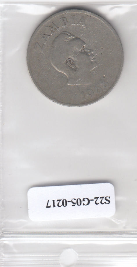 S22-G05-0217 Zambia 20 ngwee FI 1968 KM13