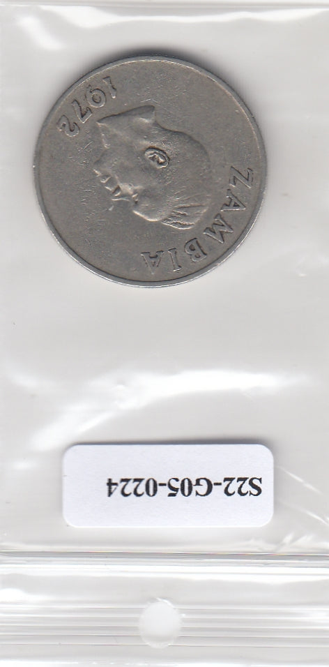 S22-G05-0224 Zambia 20 ngwee VF 1972 KM13