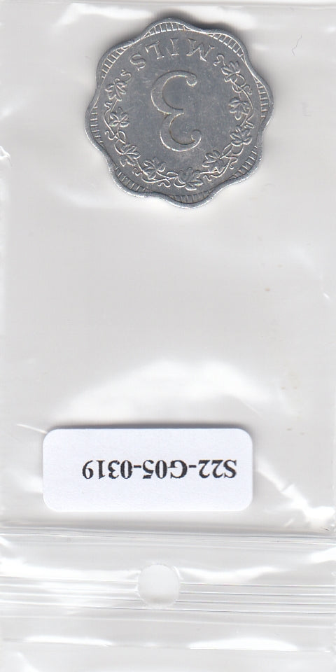 S22-G05-0319 Malta 3 mils VF+ 1972 KM6