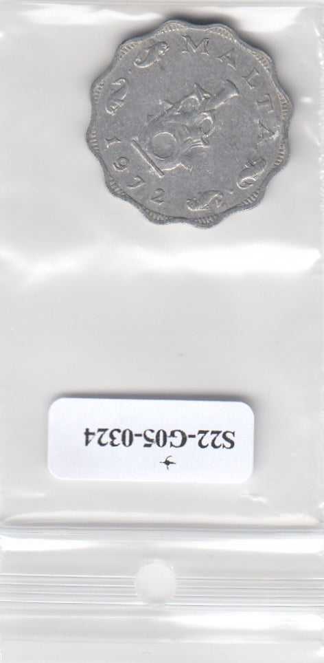 S22-G05-0324 Malta 5 mils VF 1972 KM7
