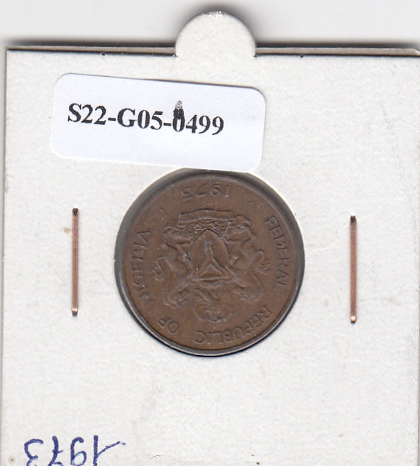 S22-G05-0499 Nigeria 1/2 kobo VF 1973 KM7