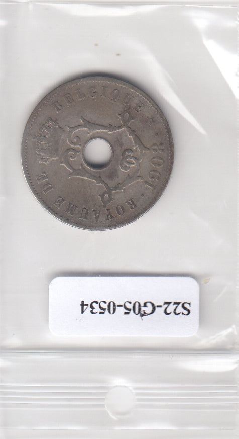 S22-G05-0534 België 25 centimes FI/VF 1908 KM62 Vlaams