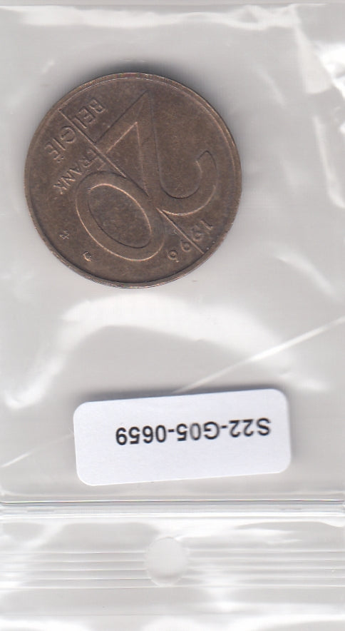 S22-G05-0659 Belgie 20 franc  XF 1996 KM192  Vlaams