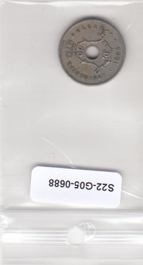 S22-G05-0688 Belgie 5 centimes VF 1904 KM54  Vlaams