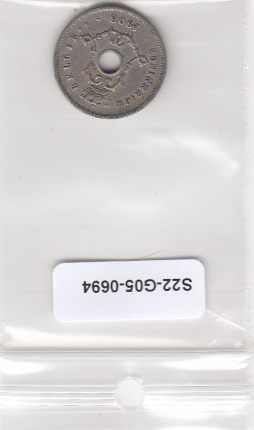 S22-G05-0694 Belgie 5 centimes VF 1906 KM54  Vlaams