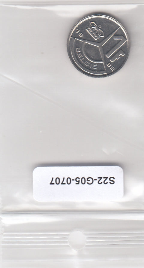S22-G05-0707 Belgie 1 franc XF 1989 KM171  Vlaams